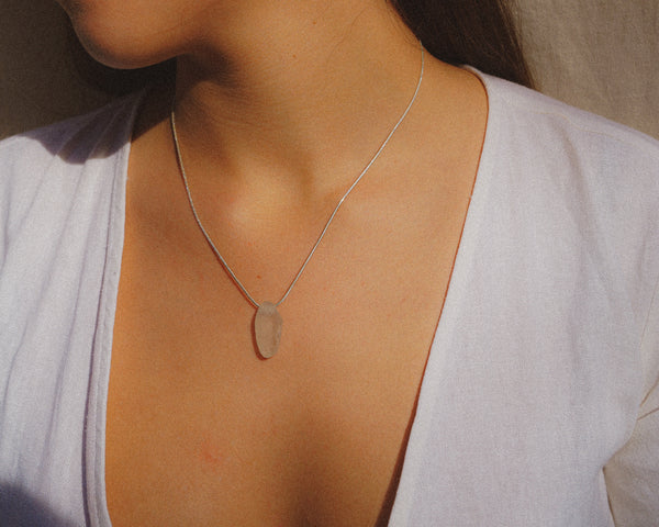Clear Seaglass Necklace