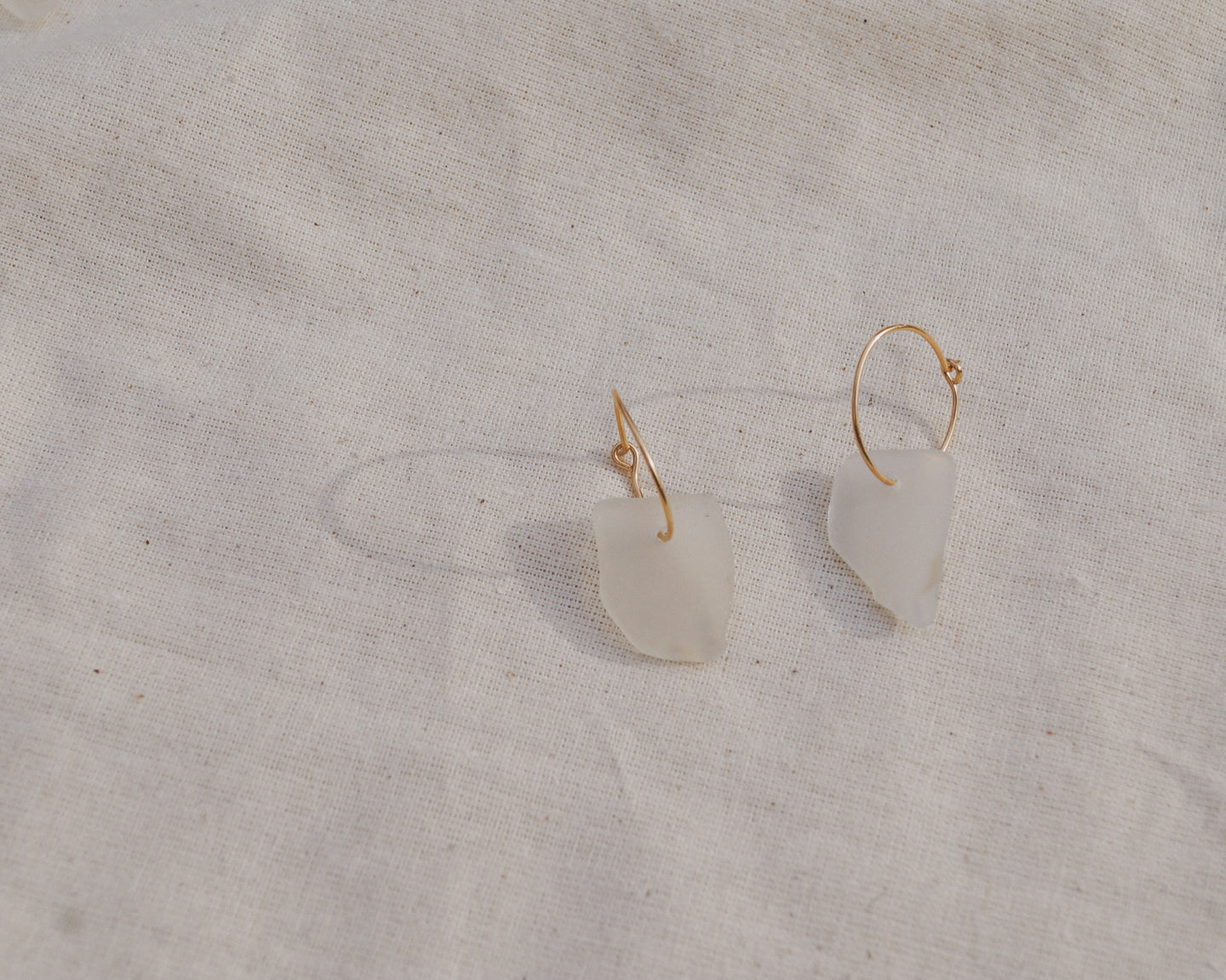 Gold Clear Seaglass Hoops