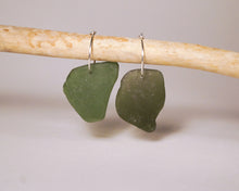 Large olive green Seaglass Hoops